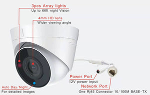 Indoor ip Camera 3MP/4MM POE Night Vision Indoor H.265 Audio